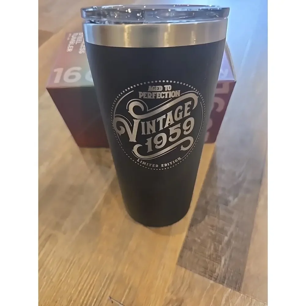 9550 16oz Premium stainless steel tumbler Aged To Perfection Vintage 1959 Black